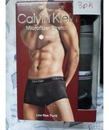 Calvin Klein Men&#39;s 3 Pack Black Microfiber Stretch Wicking Low-Rise Trun... - $37.58 CAD