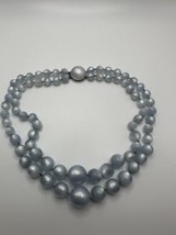 Vintage 15” Gray Plastic Moonstone Pearlescent Multi strand Necklace - £31.64 GBP
