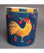 Nice Vintage Ceramic Rooster &amp; Cherry Canister Utensil Holder - $22.77