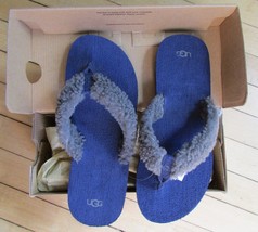 UGG Shoes Sandals Schutter Flip Flop Shearling Thong Peacoat BK5 = W6.5 New - £47.55 GBP