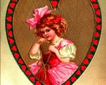 Love And Devotion Cuore Valentines Giorno Goffrato Dorato 1910s DB Carto... - $14.28