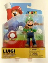 New Jakks 40822 World Of Nintendo Mario 4&quot; Luigi W/SUPER Mushroom Mini-Figure - £18.09 GBP