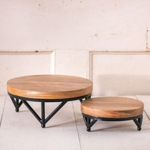 Wrought Iron Risers with Wood Tops - 2 - $92.00