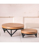 Wrought Iron Risers with Wood Tops - 2 - $125.82 CAD