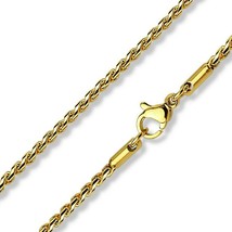 Gold Twisted Round Link Serpentine Chain Necklace Stainless Steel 2.4mm 18 Inch - £12.57 GBP