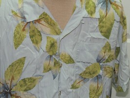 Men&#39;s XL Tommy Bahama Short Sleeve Hawaiian Shirt 100% Silk BLUE GREEN leaf - $24.74