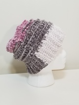 Handmade Crochet Velvet Convertible Floppy Ridged Beanie Hat - $365.04 MXN