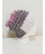 Handmade Crochet Velvet Convertible Floppy Ridged Beanie Hat - $365.04 MXN