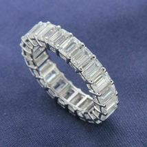 4Ct Emerald Cut Diamond Eternity Pretty Wedding Band Ring 14k White Gold Finish - £95.28 GBP