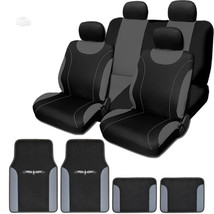 For VW New Black and Grey Flat Cloth Car Truck Seat Covers With Mats Ful... - £43.63 GBP
