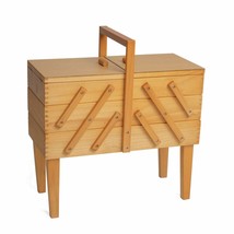 Hobbygift Wooden Cantilever 3 Tier Sewing Box with Legs: Light Wood Shade,GB8550 - £65.64 GBP
