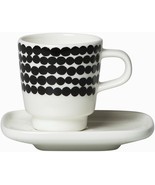 Marimekko Espresso Set, 1.76 oz Stoneware Cup &amp; Saucer, Modern Pattern - $739.61 MXN