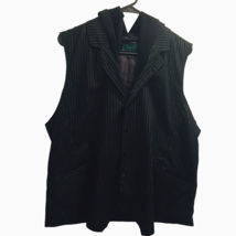VTG Tripp NYC Hooded Pinstripe Punk Goth Joker Vest Black/Green Men Size XL - $85.49