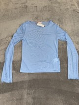 Girl&#39;s Sonoma Blue Long Sleeve Shirt Size 10-12 (L) Mesh See Through - $12.99