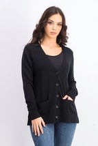 New Charters Club Black 100% Merino Wool Cardigan Size L - £43.95 GBP