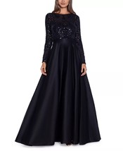 Betsy &amp; Adam Women&#39;s Embroidered-Bodice Combo Gown Black Size 8 $360 - £139.61 GBP