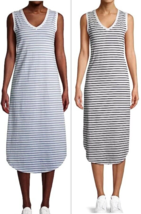 Time and Tru Women&#39;s Double V-Neck Shirttail Dress Stripes, Medium or XL... - £10.19 GBP