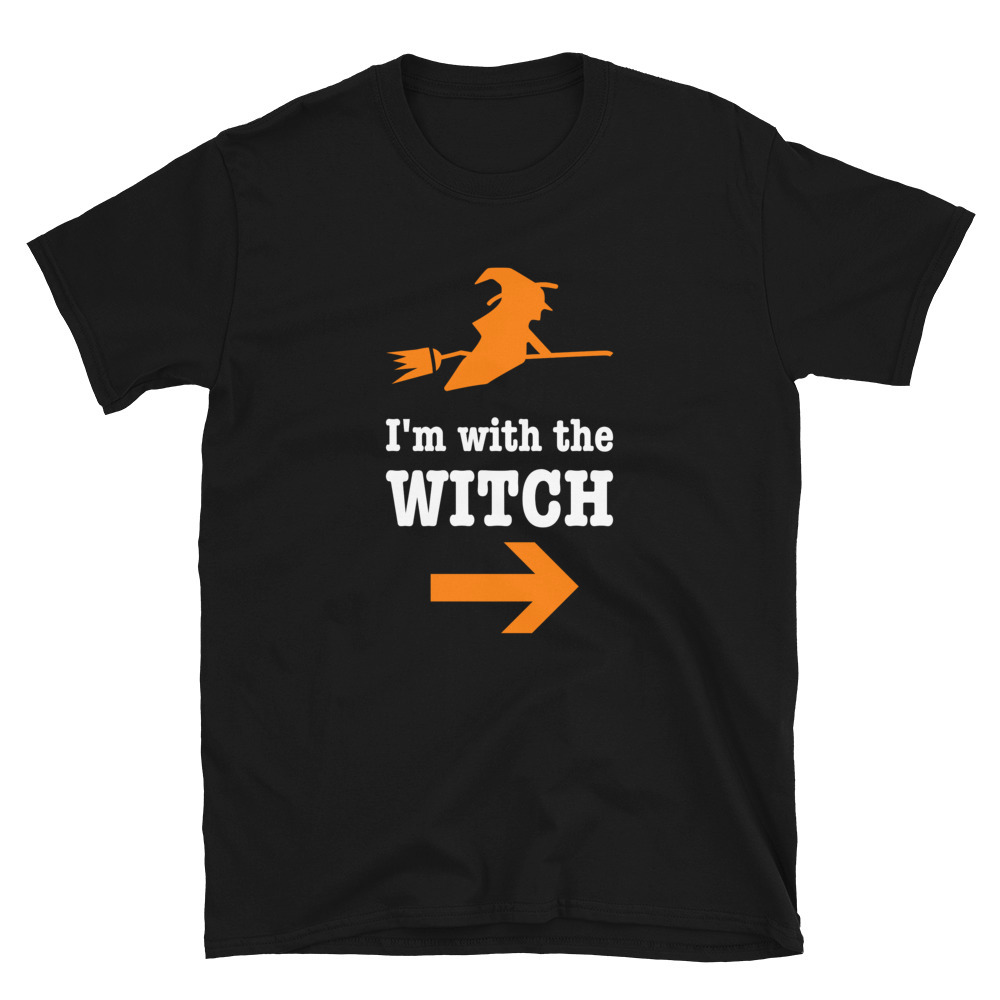 I'm With The Witch Funny Halloween Couples Costume T-shirt