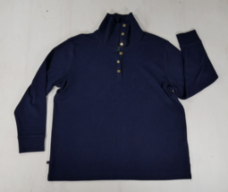 Lauren Ralph Lauren Navy Blue High Neck Gold Buttons Cotton Sweater Wome... - £39.86 GBP