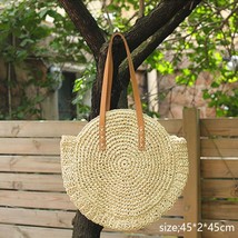 Round Tassel Straw Crossbody Bag Women Summer Rattan Handbags Handmade Woven Bea - £20.37 GBP