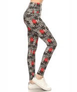 5-inch Long Yoga Style Banded Lined Puzzle Printed Knit Legging With Hig... - $8.00
