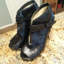 MICHAEL KORS Ailee Studded Black Platform Leather Open Toe Bootie Pumps ... - $48.51