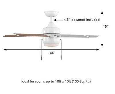 Hampton Bay Mena 44” LED Ceiling Fan Matte White Indoor Outdoor Reversible Blad Item image 7