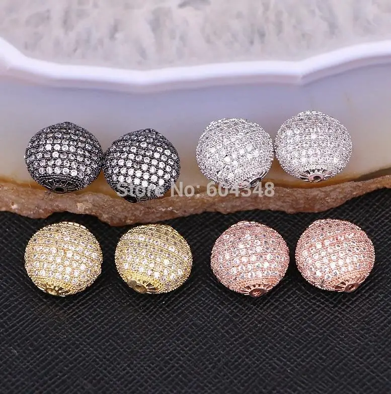 10PCS ZYZ183-9578 Micro Pave CZ Round Beads for Jewelry Making Spacer Beads fit  - $56.83