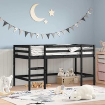 Kids&#39; Loft Bed with Ladder Black 80x200 cm Solid Wood Pine - £102.69 GBP