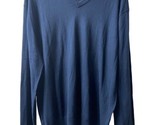 Port Authority Sweater Mens Size L n Navy Blue V Neck Tight Knit Preppy - $19.61