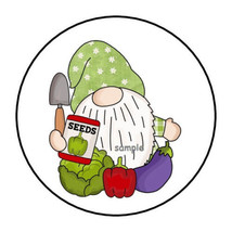 30 Gardening Gnome Envelope Seals Labels Stickers 1.5&quot; Round Summer Vegetables - £5.96 GBP