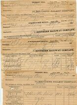 4 Southern Railway Freight Bills Dated 1901 Stamped Paid Form 1888 - $11.88
