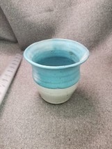 Studio Art Pottery - Jar/Vase  Teal and White Signed LT - £17.86 GBP