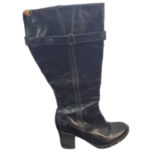 Kenneth Cole Reaction Knee High Boots Black Leather Round Toe Womens Siz... - $24.39