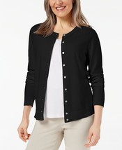 Karen Scott Womens Long Sleeve Solid Jersey Cardigan BLACK XL $46.50 NWT - £27.42 GBP
