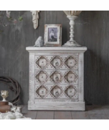 Nightstand small cabinet antique feel hand carved wooden handmade furniture - $599.00