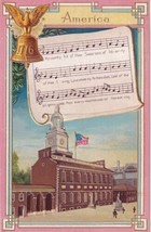 America Song Series Lyrics Patriotic Philadelphia Independence Hall Postcard E09 - £4.01 GBP