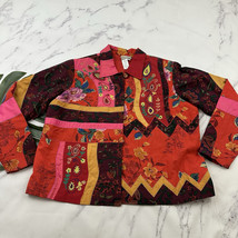 Coldwater Creek Embroidered Jacket Plus Size 1x Red Pink Floral Patchwork - $36.62