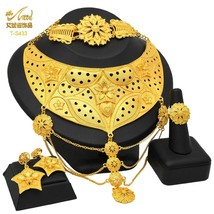 Luxury Dubai GolWomen&#39;s Jewelry Set Wedding African Gold Plated Necklace Sets Br - £43.38 GBP