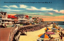 Postcard Beach, Boardwalk, and Ocean Front Cottages at Cool Cape May, NJ BK34 - £3.56 GBP
