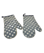 Silicone Covered Fabric Quilted Oven Mitts Blue White 11.5&quot; Lot of 2 - £12.21 GBP