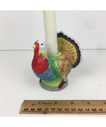 Vtg 1 Single Turkey Ceramic Candle Stick Holder Thanksgiving Autumn Fall... - £9.80 GBP