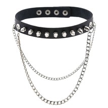 Choker Necklace Spike Collars Punk Chains Leather Emo Metal Spiked Studded - £6.93 GBP