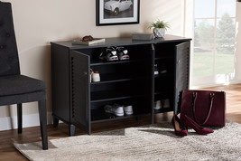 Theo Dark Gray Finished 8-Shelf Wood Shoe Storage Cabinet - $478.00