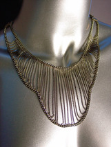 CHIC &amp; UNIQUE Artisanal Antique Gold Metal Chain Drape Necklace - £20.08 GBP