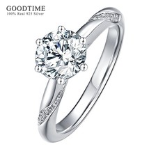 Luxury Zircon Ring For Bride Wedding Party Pure 925 Sterling Silver Ring Rhinest - £20.54 GBP