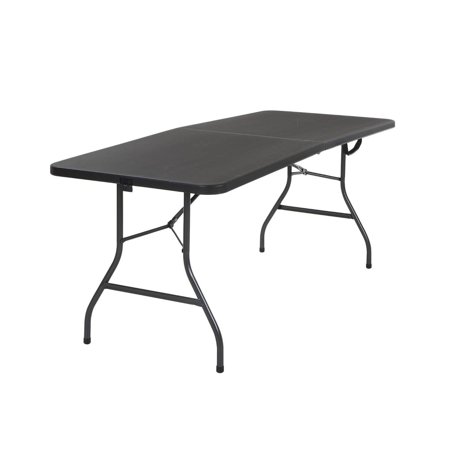 Cosco Deluxe 6 Foot X 30 Inch Fold-In-Half Blow Molded Folding Table, Black