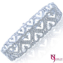 5.60 Karat Original Diamant-Herz Link Damen Armband Massiv 14k Weiss Gold 17.8cm - £7,604.58 GBP
