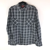 Arizona Jean Co Mens Cotton Button Down Pockets Flannel Shirt Plaid Gray XL - £7.65 GBP