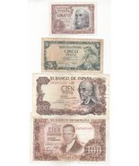 Spain, Set of 4, All Different Old Issue Banknote, VF/XF/XF+ - $25.59